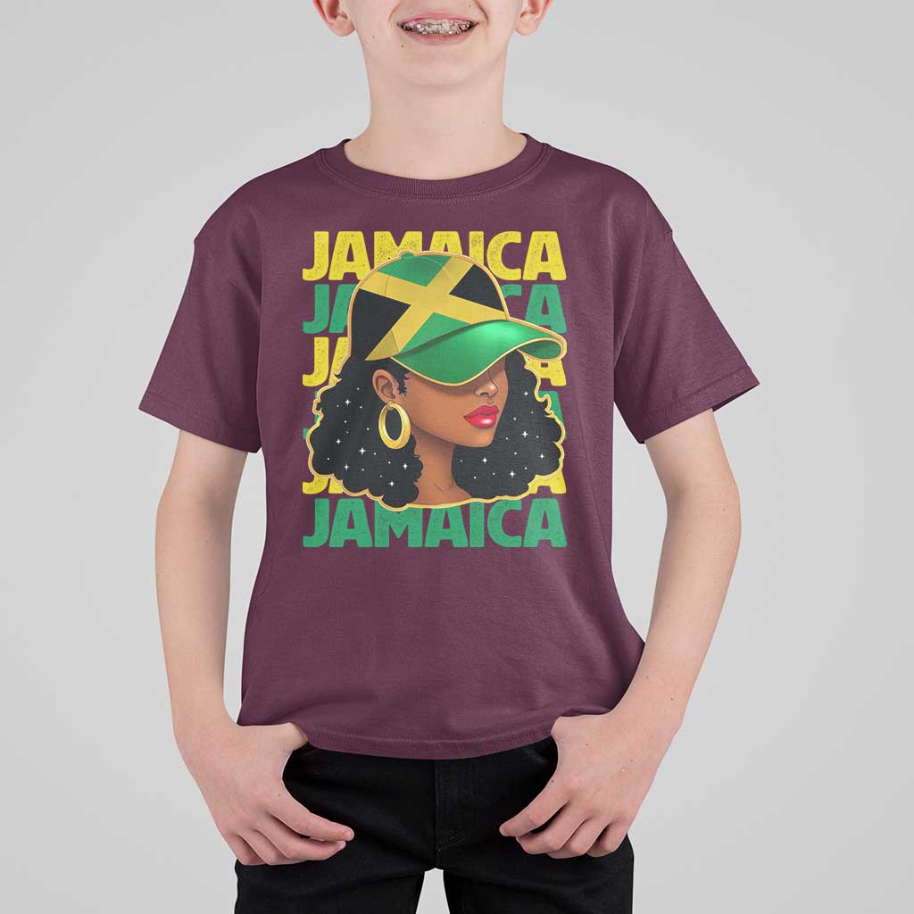 Proud Jamaican Afro Black Woman Jamaica Flag Pride T Shirt For Kid - Wonder Print Shop