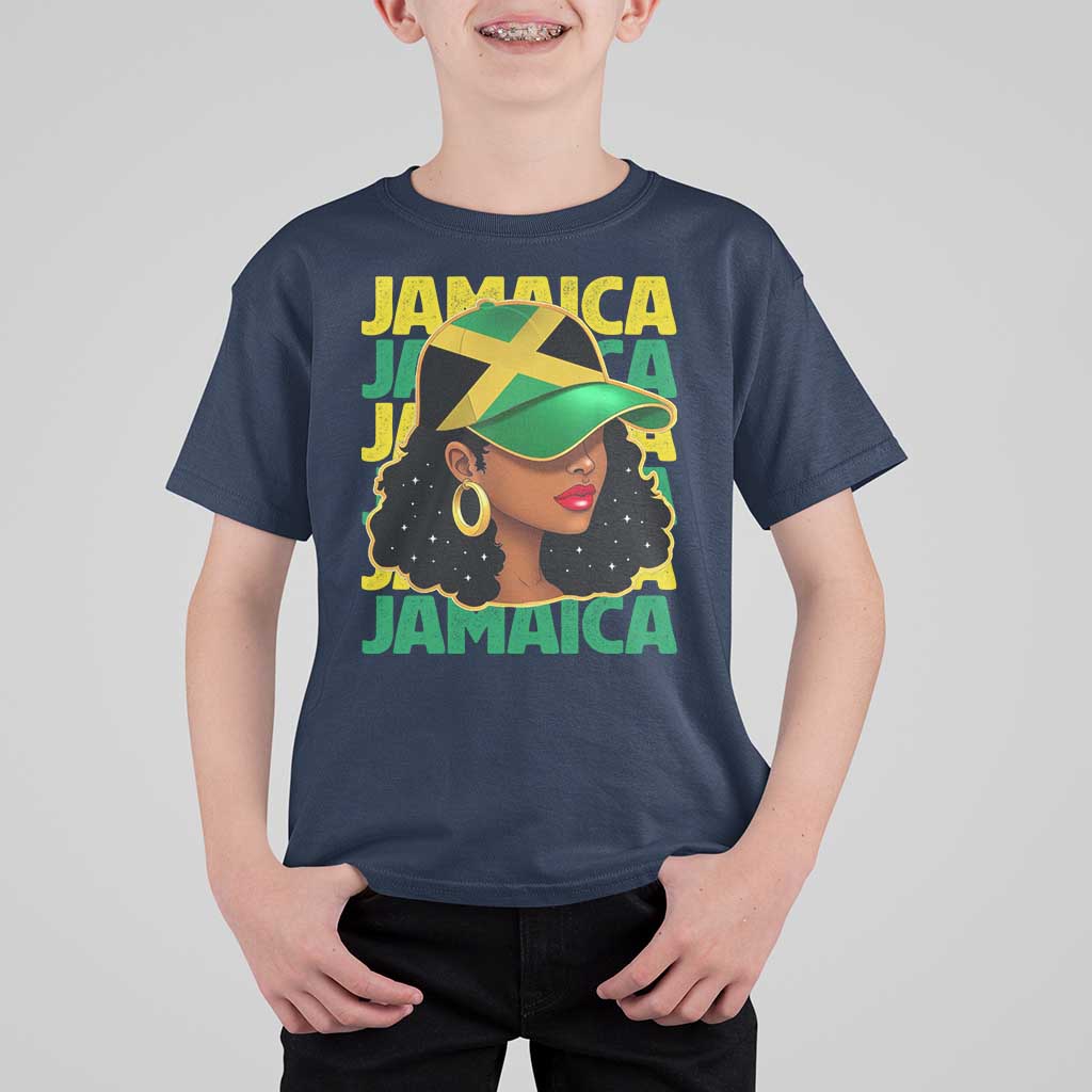 Proud Jamaican Afro Black Woman Jamaica Flag Pride T Shirt For Kid - Wonder Print Shop