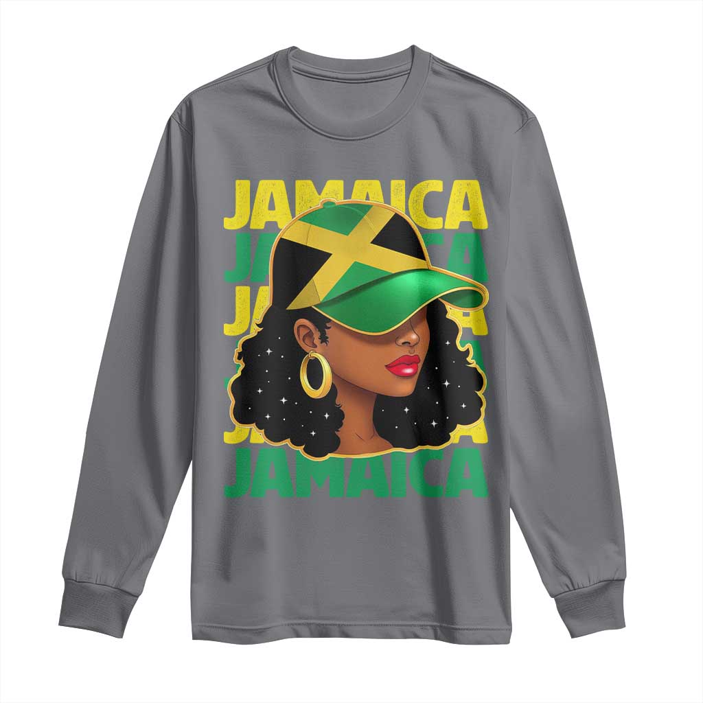 Proud Jamaican Afro Black Woman Jamaica Flag Pride Long Sleeve Shirt - Wonder Print Shop