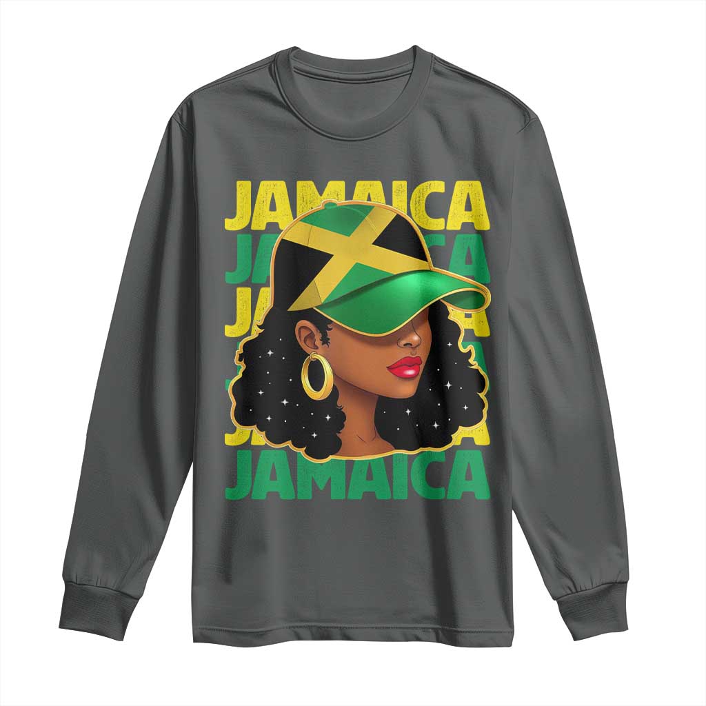 Proud Jamaican Afro Black Woman Jamaica Flag Pride Long Sleeve Shirt - Wonder Print Shop