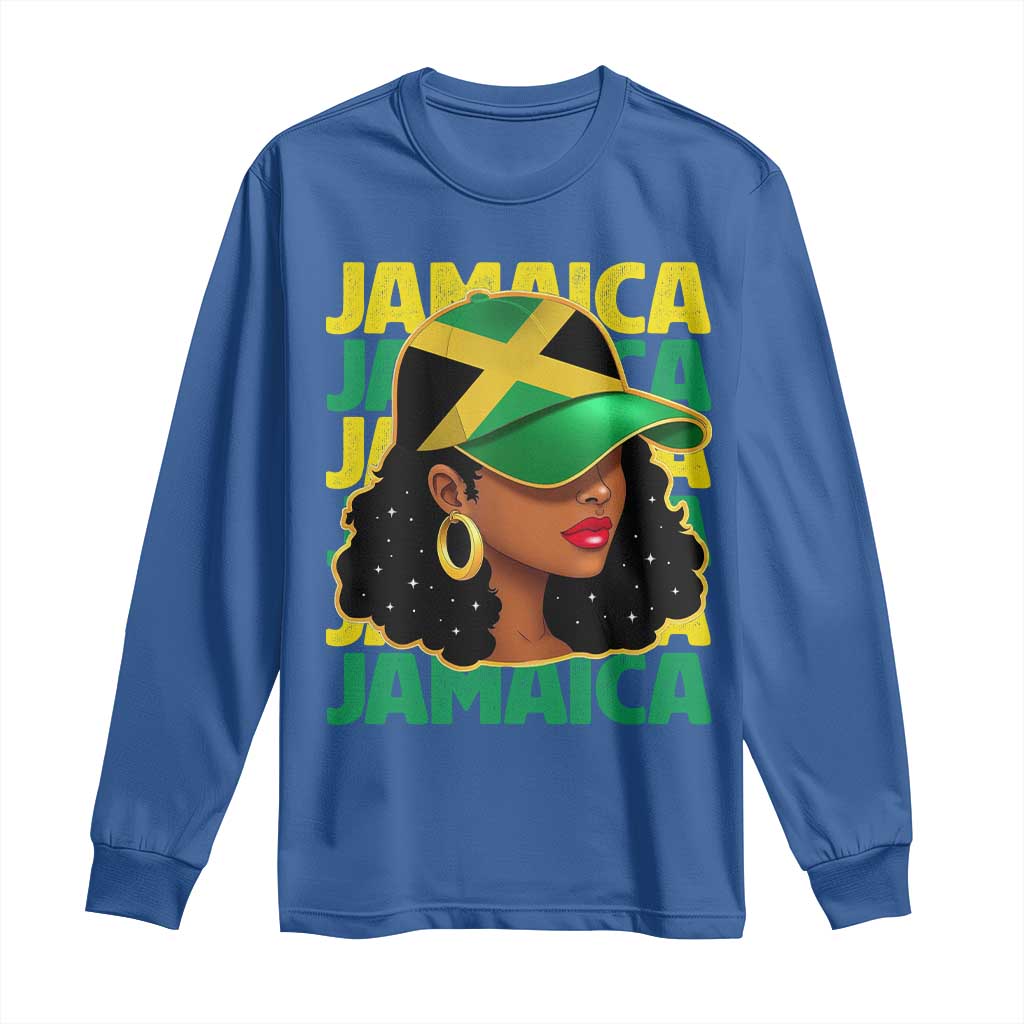 Proud Jamaican Afro Black Woman Jamaica Flag Pride Long Sleeve Shirt - Wonder Print Shop