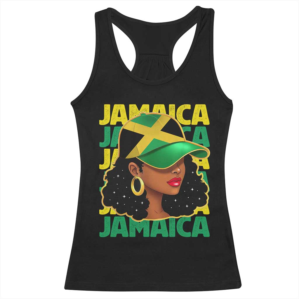 Proud Jamaican Afro Black Woman Jamaica Flag Pride Racerback Tank Top - Wonder Print Shop