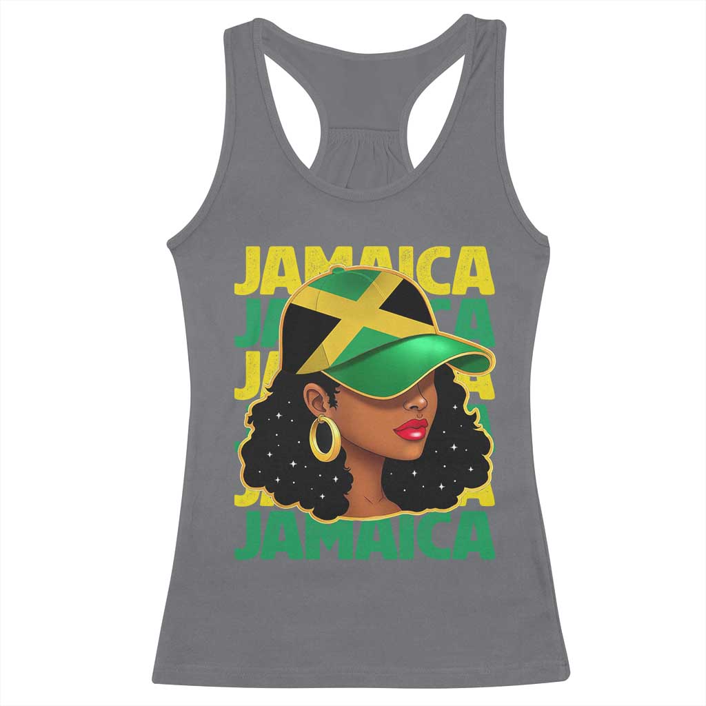 Proud Jamaican Afro Black Woman Jamaica Flag Pride Racerback Tank Top - Wonder Print Shop