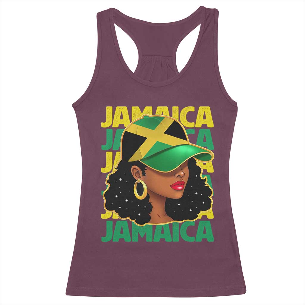 Proud Jamaican Afro Black Woman Jamaica Flag Pride Racerback Tank Top - Wonder Print Shop