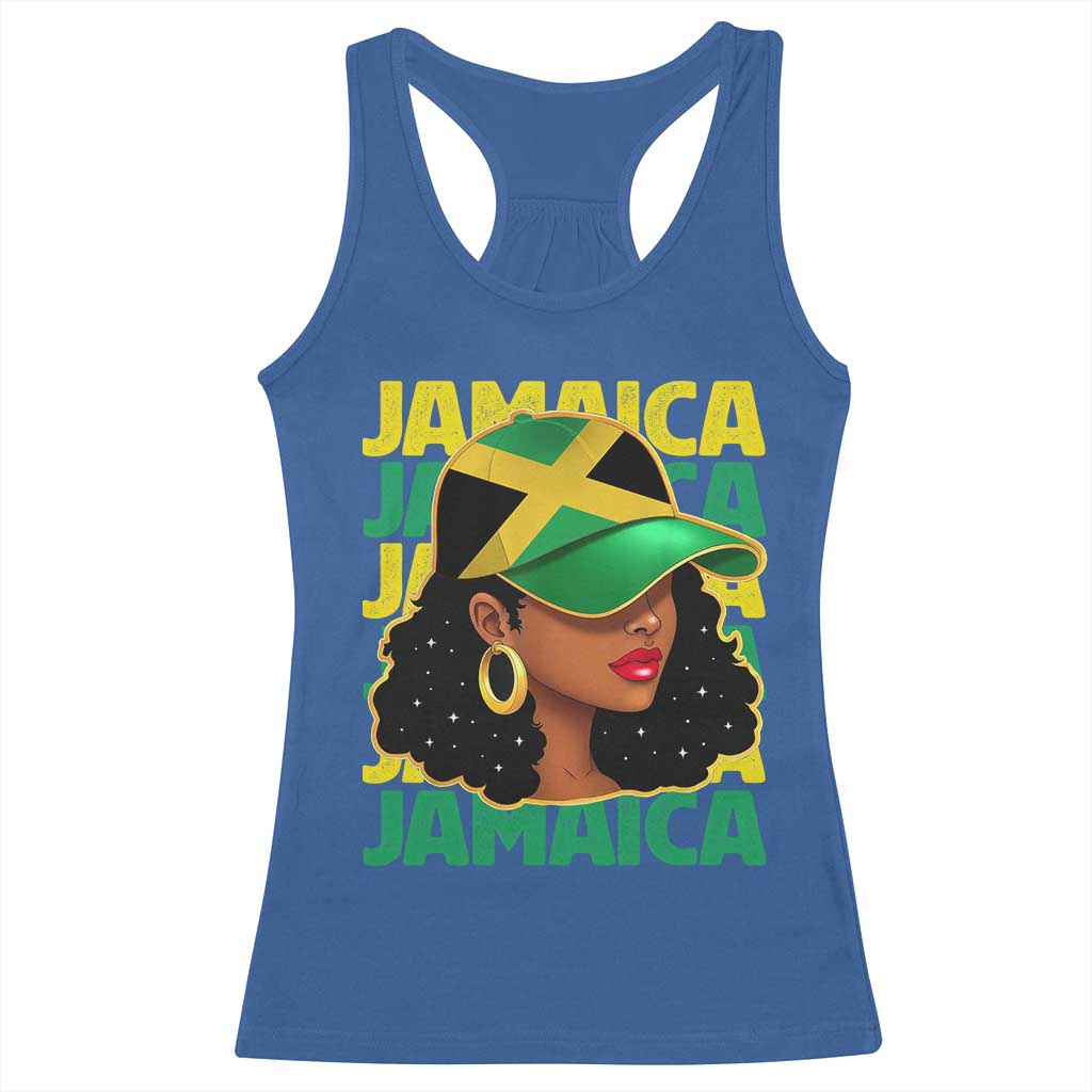 Proud Jamaican Afro Black Woman Jamaica Flag Pride Racerback Tank Top - Wonder Print Shop