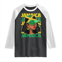 Proud Jamaican Afro Black Woman Jamaica Flag Pride Raglan Shirt - Wonder Print Shop