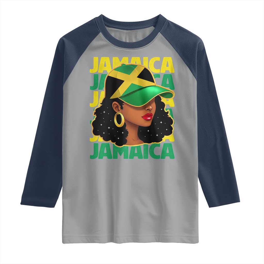 Proud Jamaican Afro Black Woman Jamaica Flag Pride Raglan Shirt - Wonder Print Shop