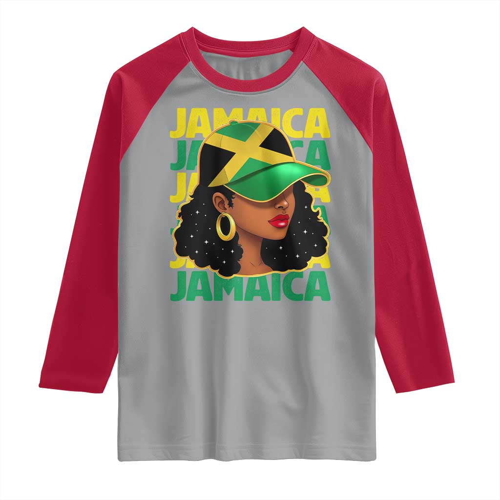 Proud Jamaican Afro Black Woman Jamaica Flag Pride Raglan Shirt - Wonder Print Shop
