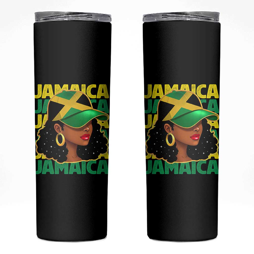 Proud Jamaican Afro Black Woman Jamaica Flag Pride Skinny Tumbler - Wonder Print Shop