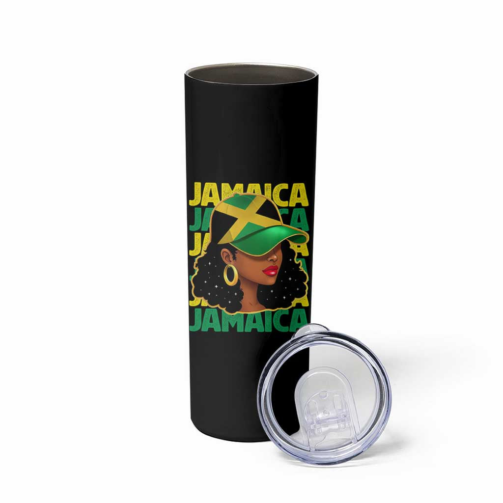 Proud Jamaican Afro Black Woman Jamaica Flag Pride Skinny Tumbler - Wonder Print Shop
