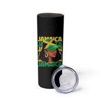 Proud Jamaican Afro Black Woman Jamaica Flag Pride Skinny Tumbler - Wonder Print Shop