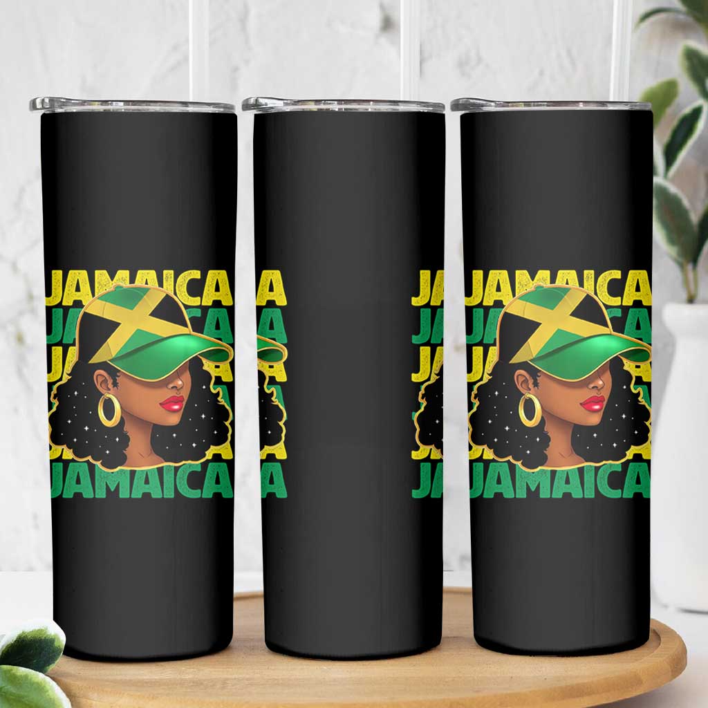 Proud Jamaican Afro Black Woman Jamaica Flag Pride Skinny Tumbler - Wonder Print Shop