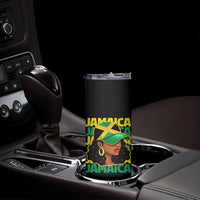 Proud Jamaican Afro Black Woman Jamaica Flag Pride Skinny Tumbler - Wonder Print Shop