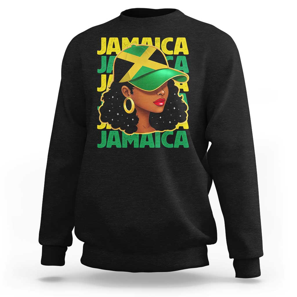 Proud Jamaican Afro Black Woman Jamaica Flag Pride Sweatshirt - Wonder Print Shop