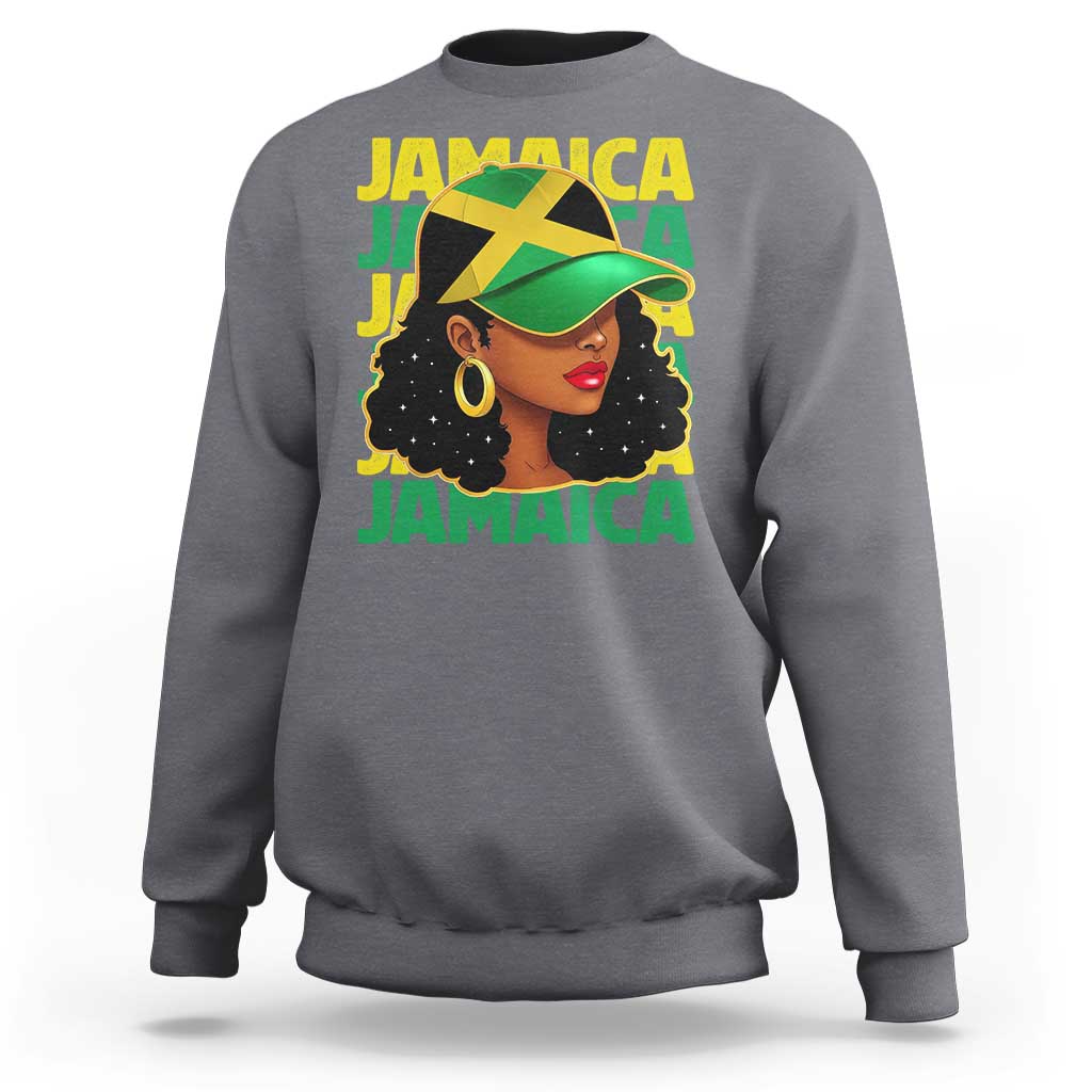 Proud Jamaican Afro Black Woman Jamaica Flag Pride Sweatshirt - Wonder Print Shop