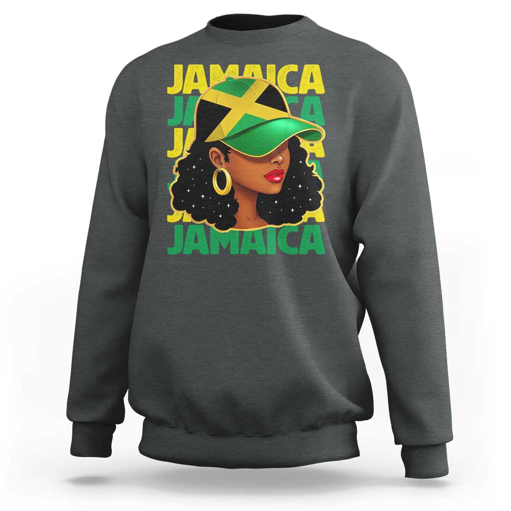 Proud Jamaican Afro Black Woman Jamaica Flag Pride Sweatshirt - Wonder Print Shop