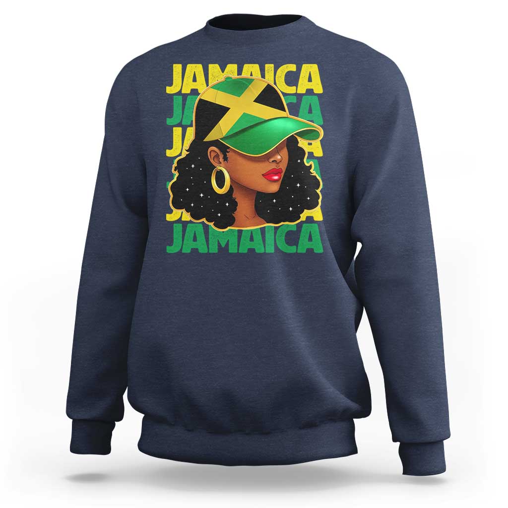 Proud Jamaican Afro Black Woman Jamaica Flag Pride Sweatshirt - Wonder Print Shop