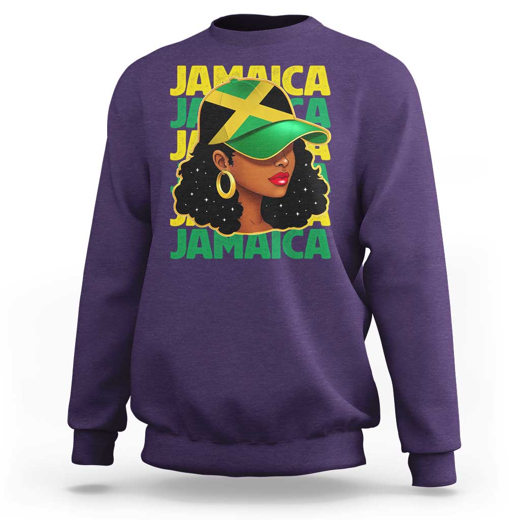 Proud Jamaican Afro Black Woman Jamaica Flag Pride Sweatshirt - Wonder Print Shop