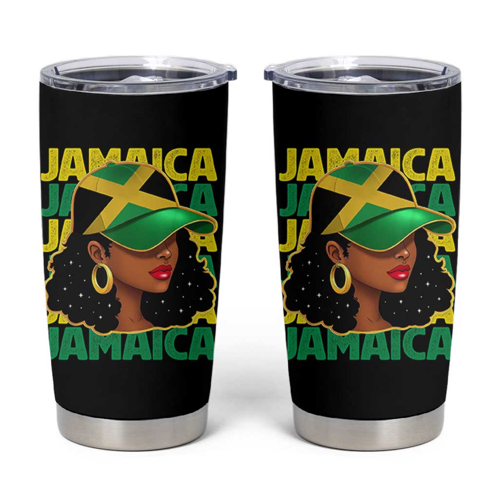 Proud Jamaican Afro Black Woman Jamaica Flag Pride Tumbler Cup - Wonder Print Shop