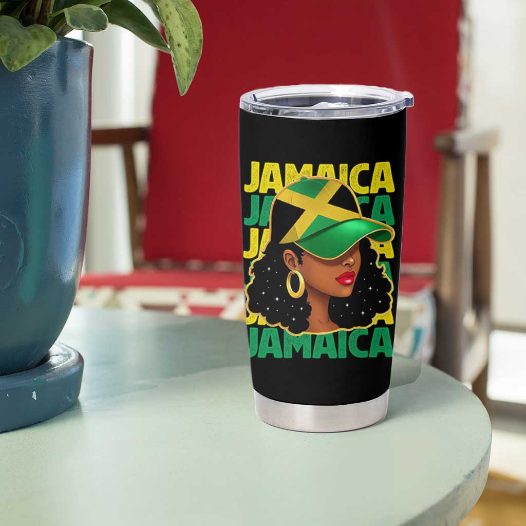 Proud Jamaican Afro Black Woman Jamaica Flag Pride Tumbler Cup - Wonder Print Shop