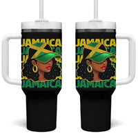Proud Jamaican Afro Black Woman Jamaica Flag Pride Tumbler With Handle - Wonder Print Shop
