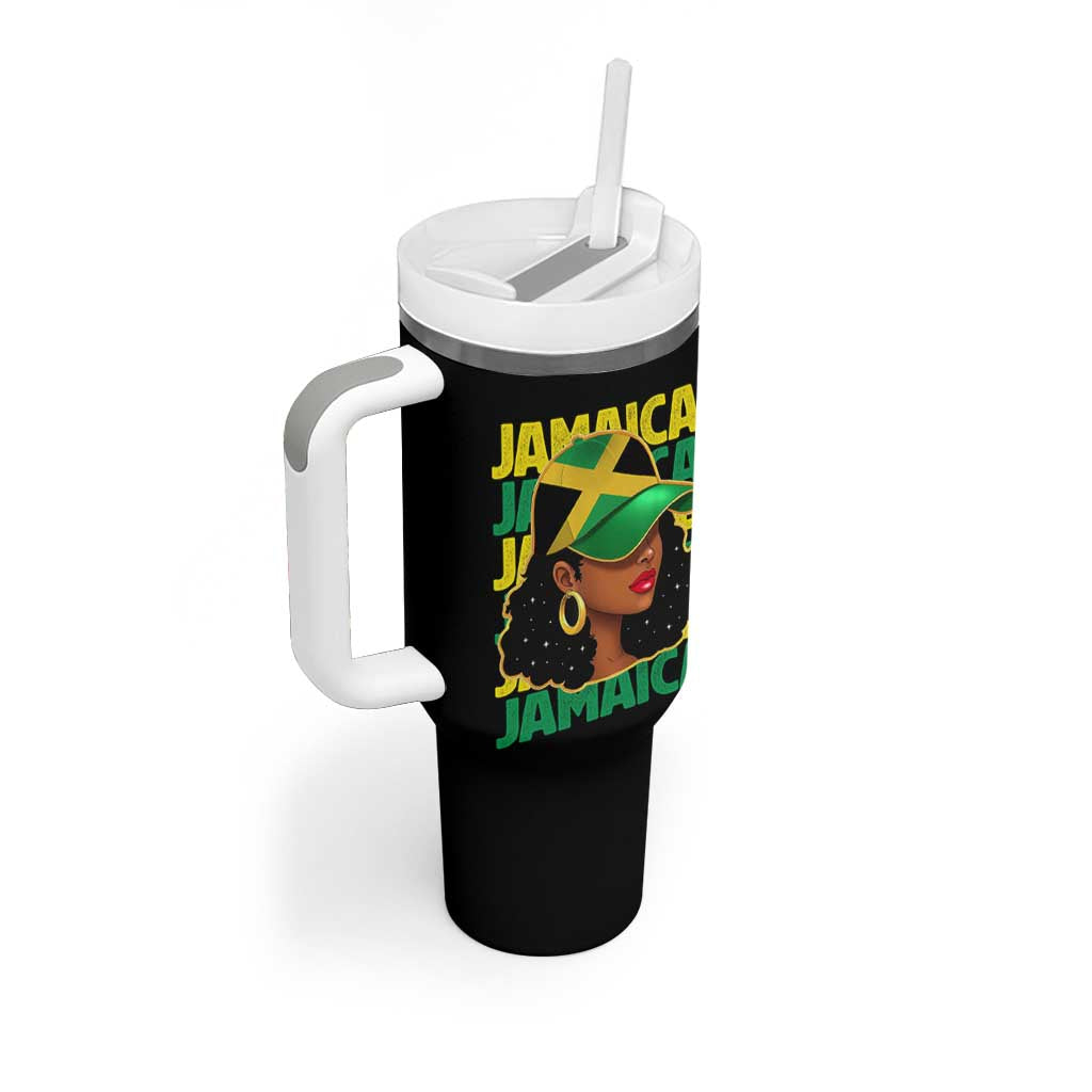 Proud Jamaican Afro Black Woman Jamaica Flag Pride Tumbler With Handle - Wonder Print Shop