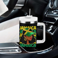Proud Jamaican Afro Black Woman Jamaica Flag Pride Tumbler With Handle - Wonder Print Shop