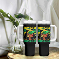 Proud Jamaican Afro Black Woman Jamaica Flag Pride Tumbler With Handle - Wonder Print Shop