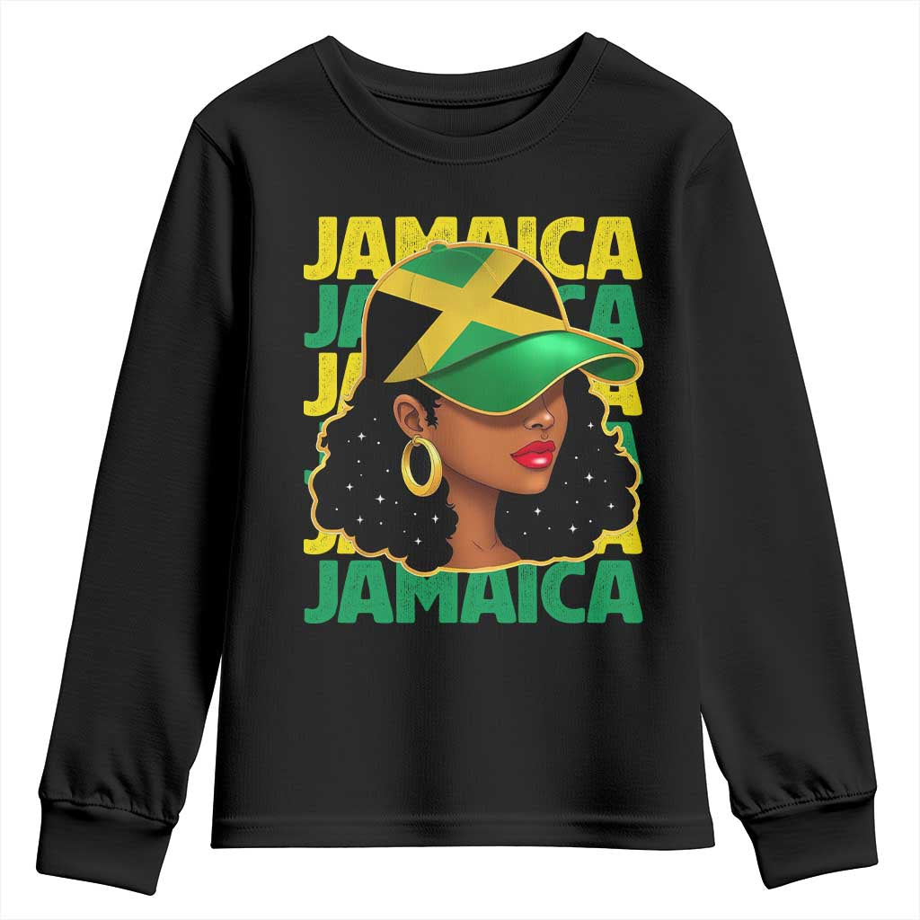 Proud Jamaican Afro Black Woman Jamaica Flag Pride Youth Sweatshirt - Wonder Print Shop