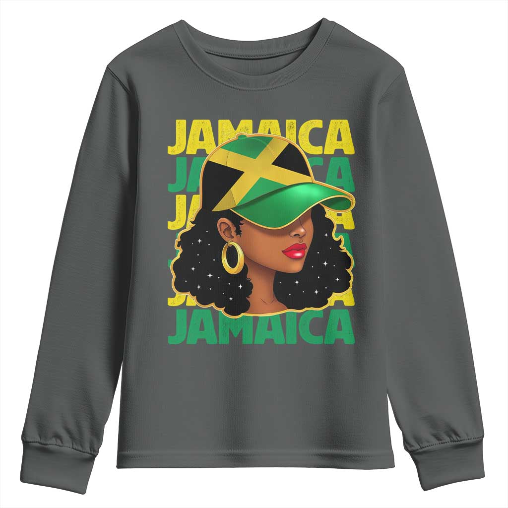 Proud Jamaican Afro Black Woman Jamaica Flag Pride Youth Sweatshirt - Wonder Print Shop