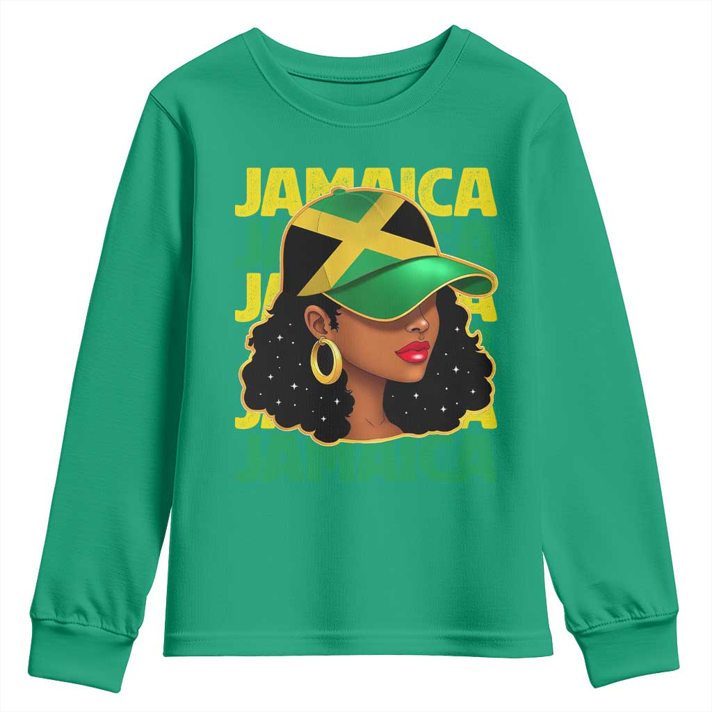 Proud Jamaican Afro Black Woman Jamaica Flag Pride Youth Sweatshirt - Wonder Print Shop