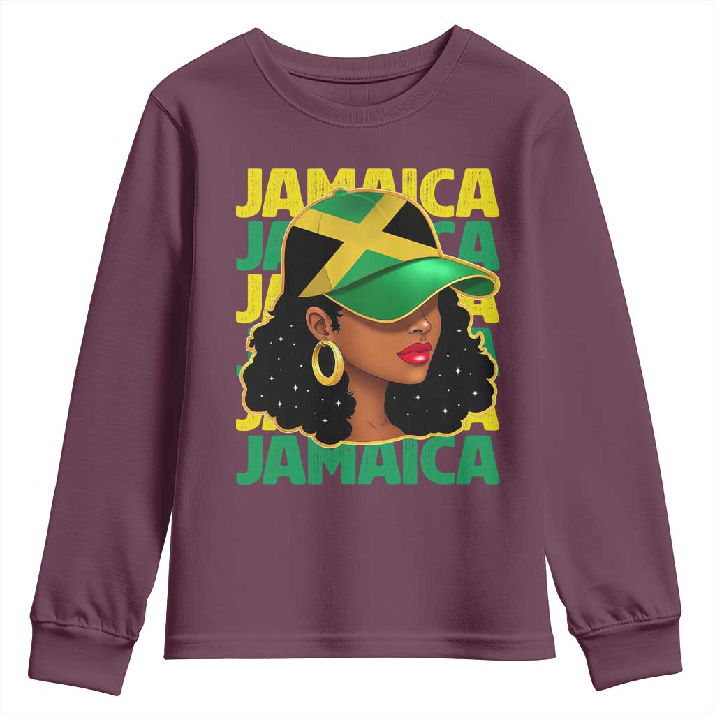 Proud Jamaican Afro Black Woman Jamaica Flag Pride Youth Sweatshirt - Wonder Print Shop