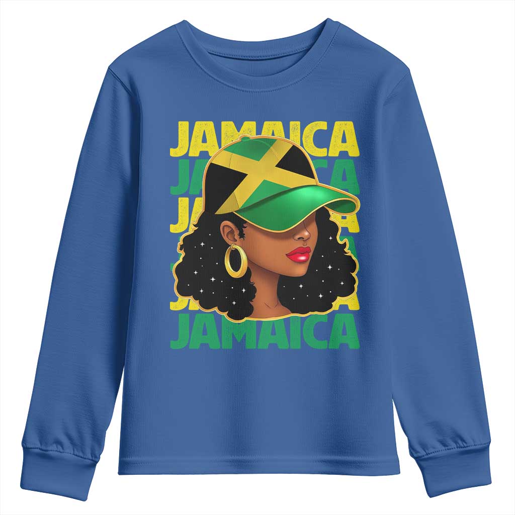 Proud Jamaican Afro Black Woman Jamaica Flag Pride Youth Sweatshirt - Wonder Print Shop