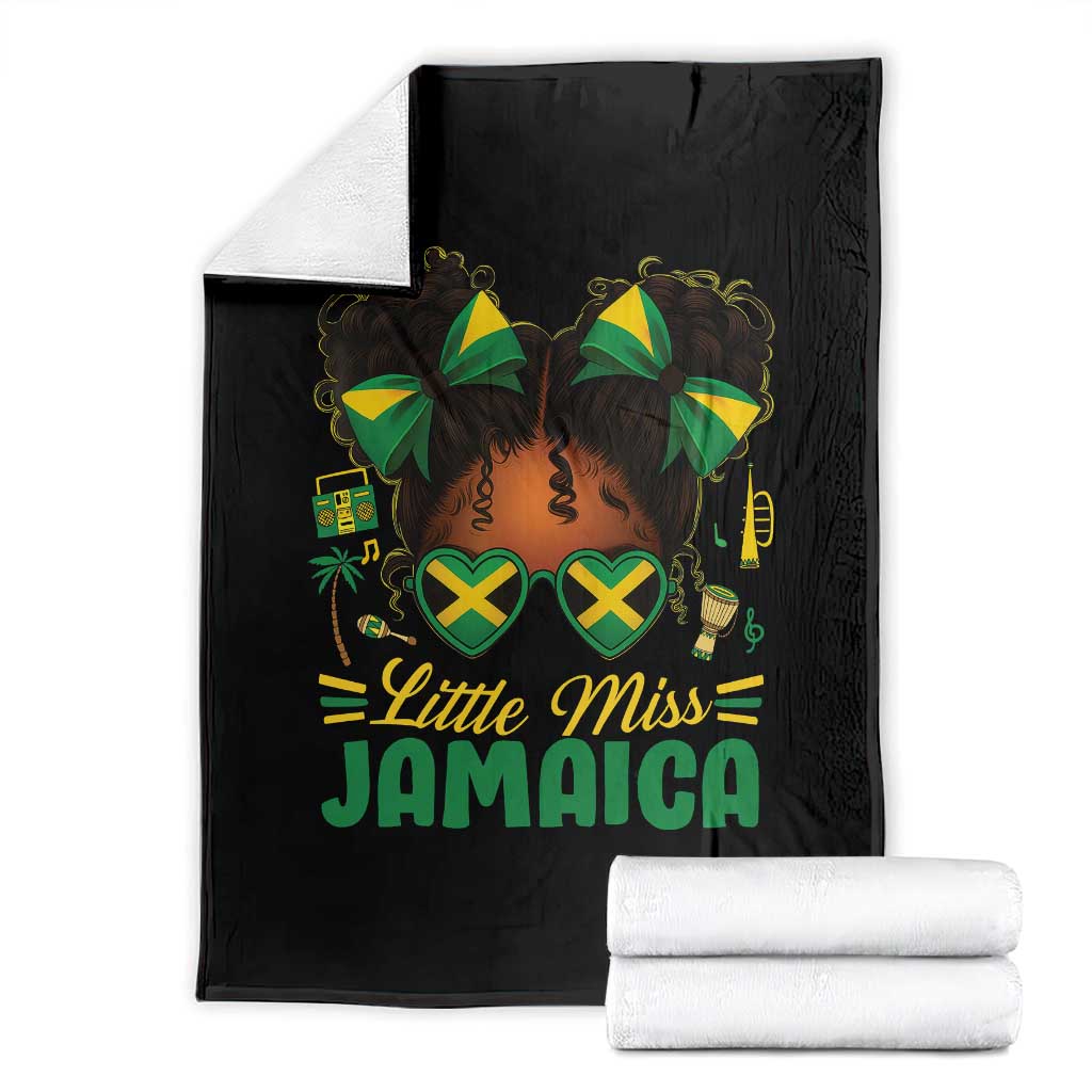 Little Miss Jamaica Throw Blanket Proud Jamaican Afro Black Girls Jamaica Flag Pride - Wonder Print Shop