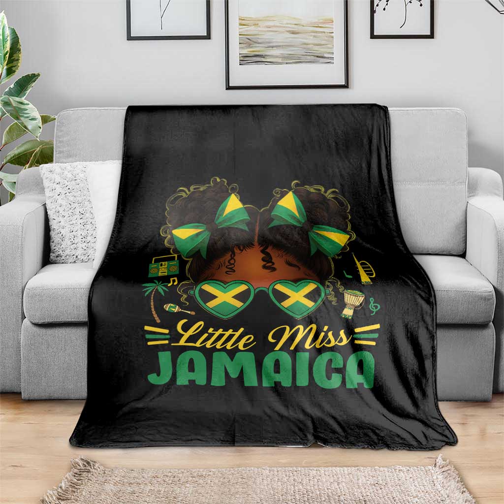 Little Miss Jamaica Throw Blanket Proud Jamaican Afro Black Girls Jamaica Flag Pride - Wonder Print Shop