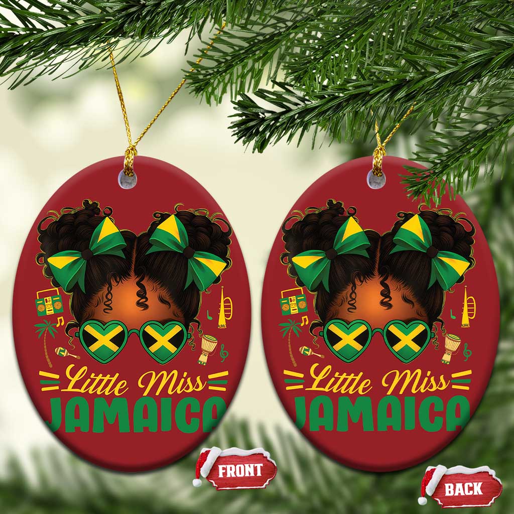 Little Miss Jamaica Christmas Ornament Proud Jamaican Afro Black Girls Jamaica Flag Pride - Wonder Print Shop