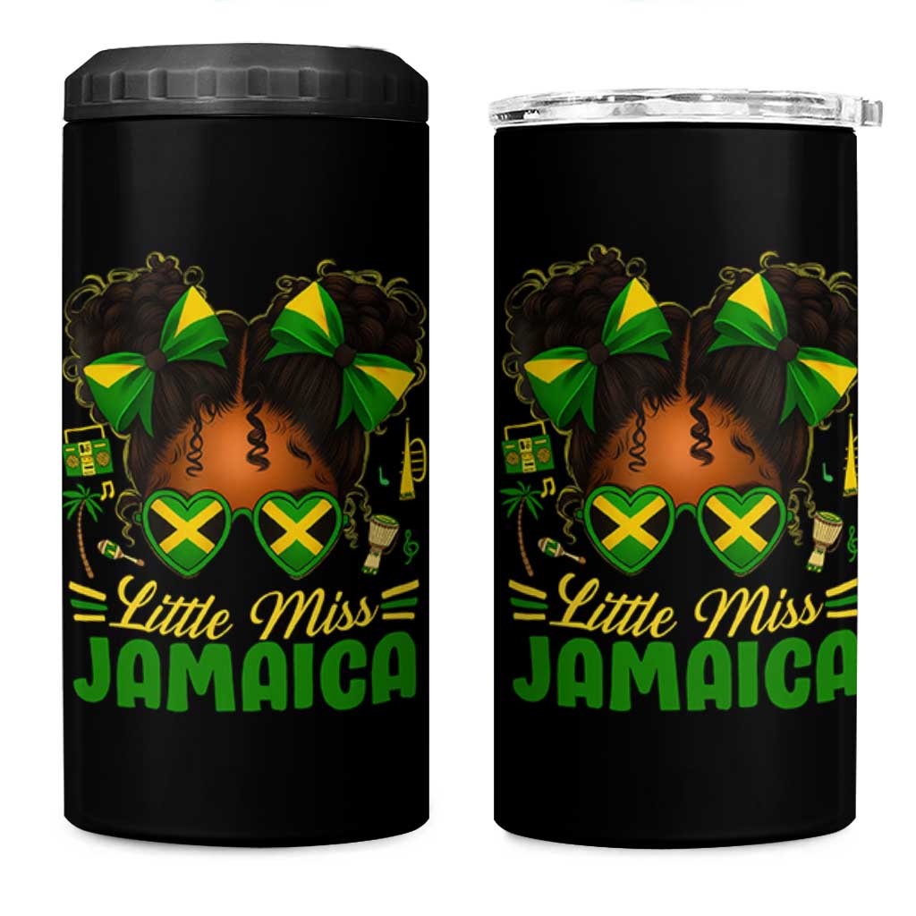 Little Miss Jamaica 4 in 1 Can Cooler Tumbler Proud Jamaican Afro Black Girls Jamaica Flag Pride - Wonder Print Shop