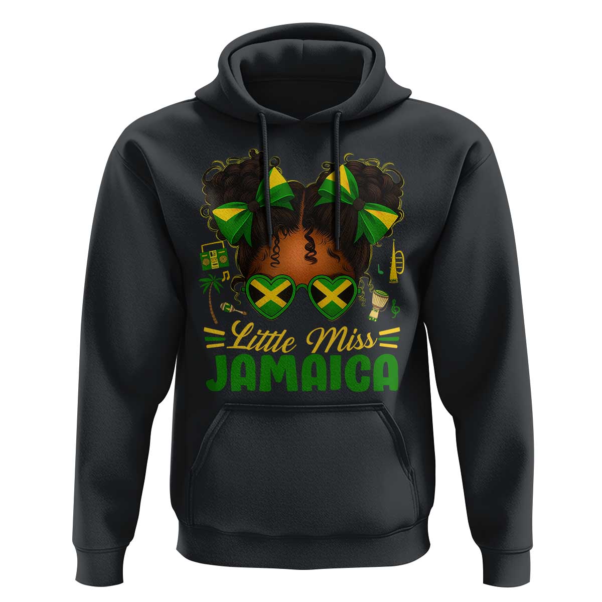 Little Miss Jamaica Hoodie Proud Jamaican Afro Black Girls Jamaica Flag Pride - Wonder Print Shop