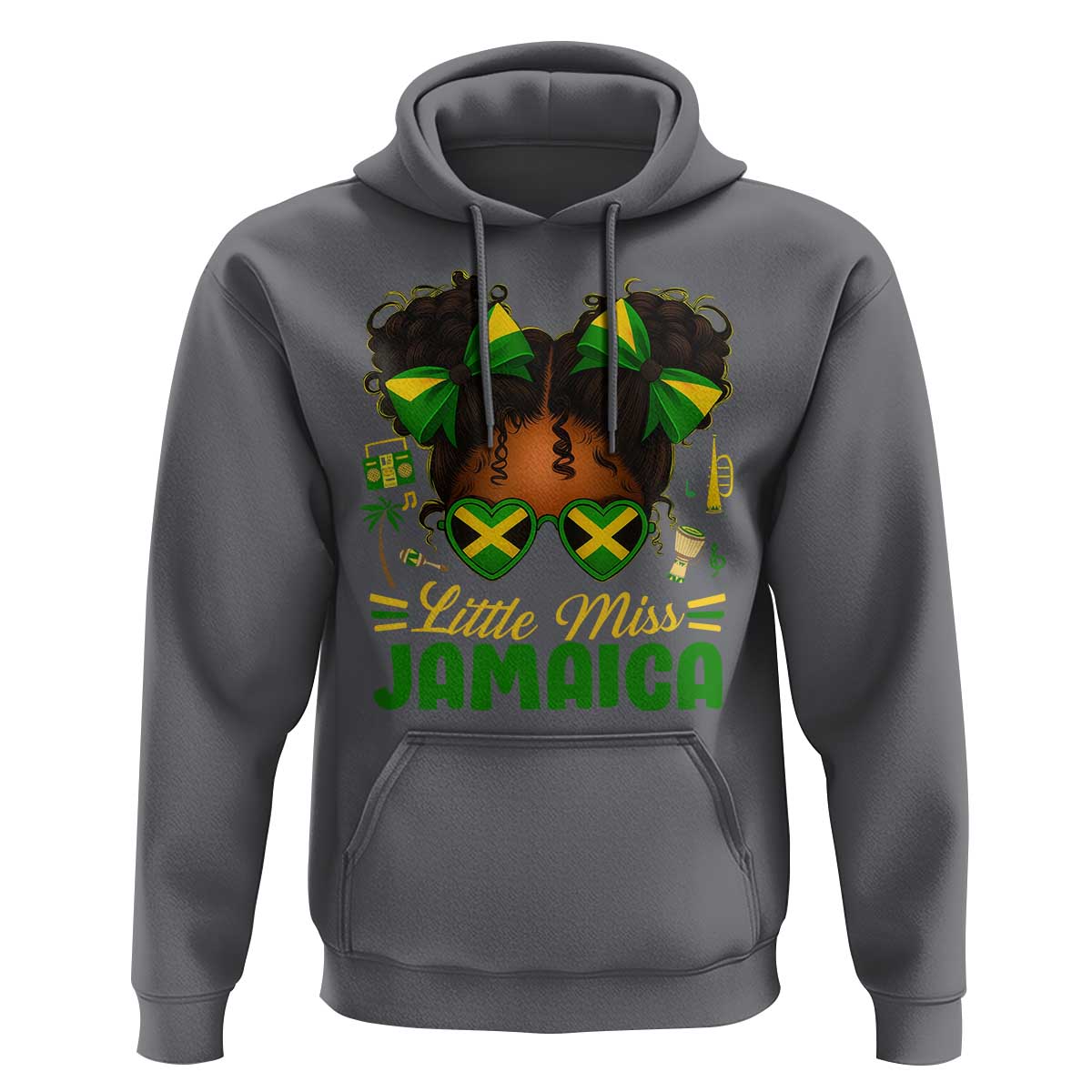 Little Miss Jamaica Hoodie Proud Jamaican Afro Black Girls Jamaica Flag Pride - Wonder Print Shop
