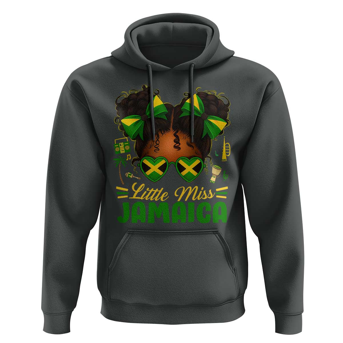 Little Miss Jamaica Hoodie Proud Jamaican Afro Black Girls Jamaica Flag Pride - Wonder Print Shop