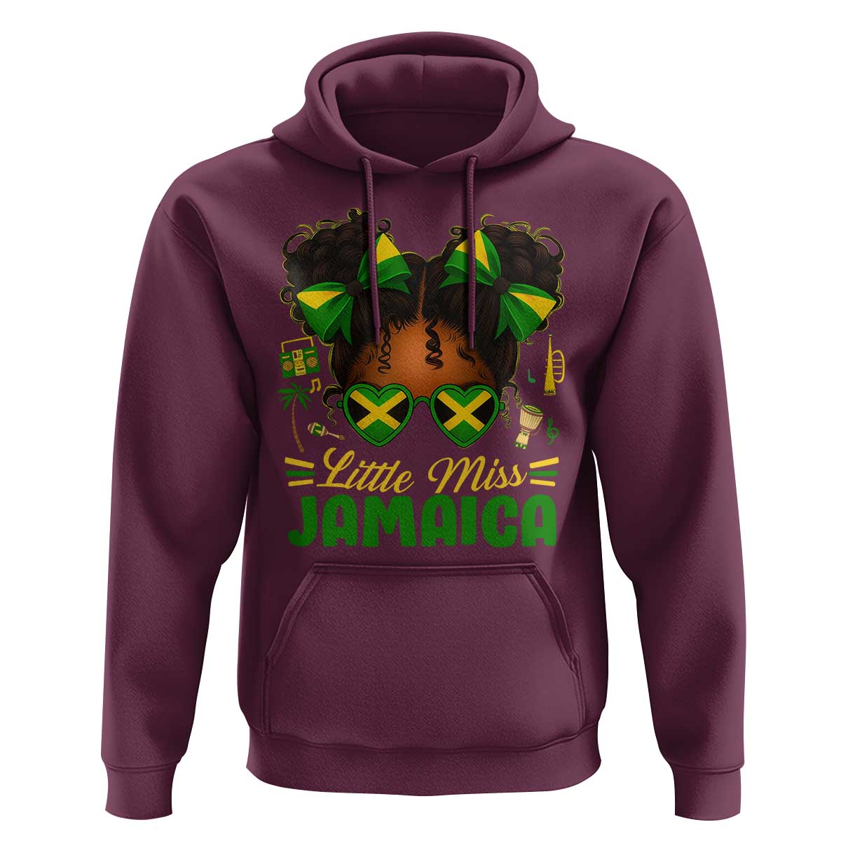 Little Miss Jamaica Hoodie Proud Jamaican Afro Black Girls Jamaica Flag Pride - Wonder Print Shop