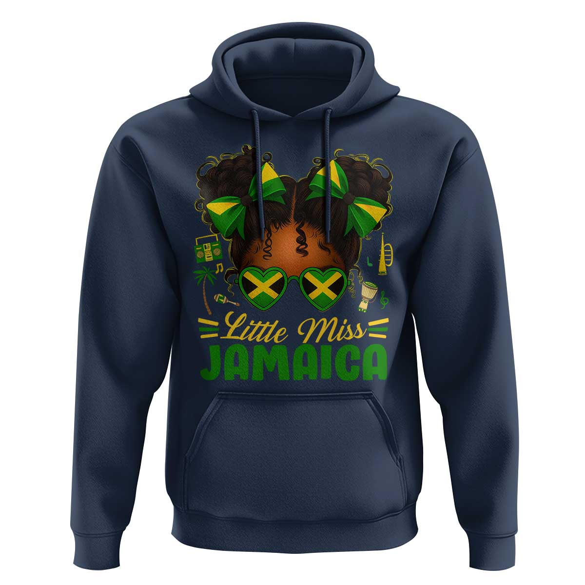 Little Miss Jamaica Hoodie Proud Jamaican Afro Black Girls Jamaica Flag Pride - Wonder Print Shop