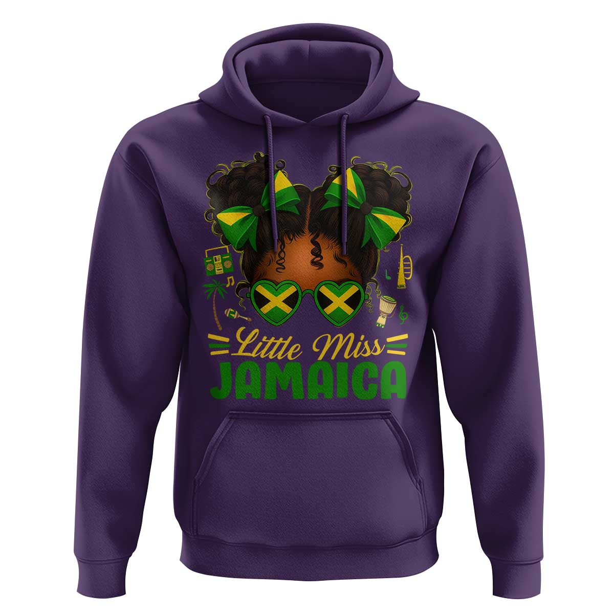 Little Miss Jamaica Hoodie Proud Jamaican Afro Black Girls Jamaica Flag Pride - Wonder Print Shop