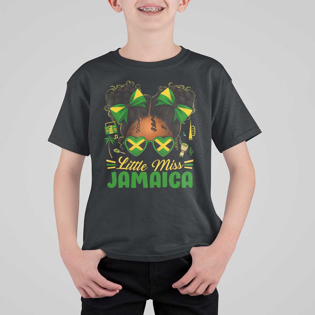 Little Miss Jamaica T Shirt For Kid Proud Jamaican Afro Black Girls Jamaica Flag Pride - Wonder Print Shop