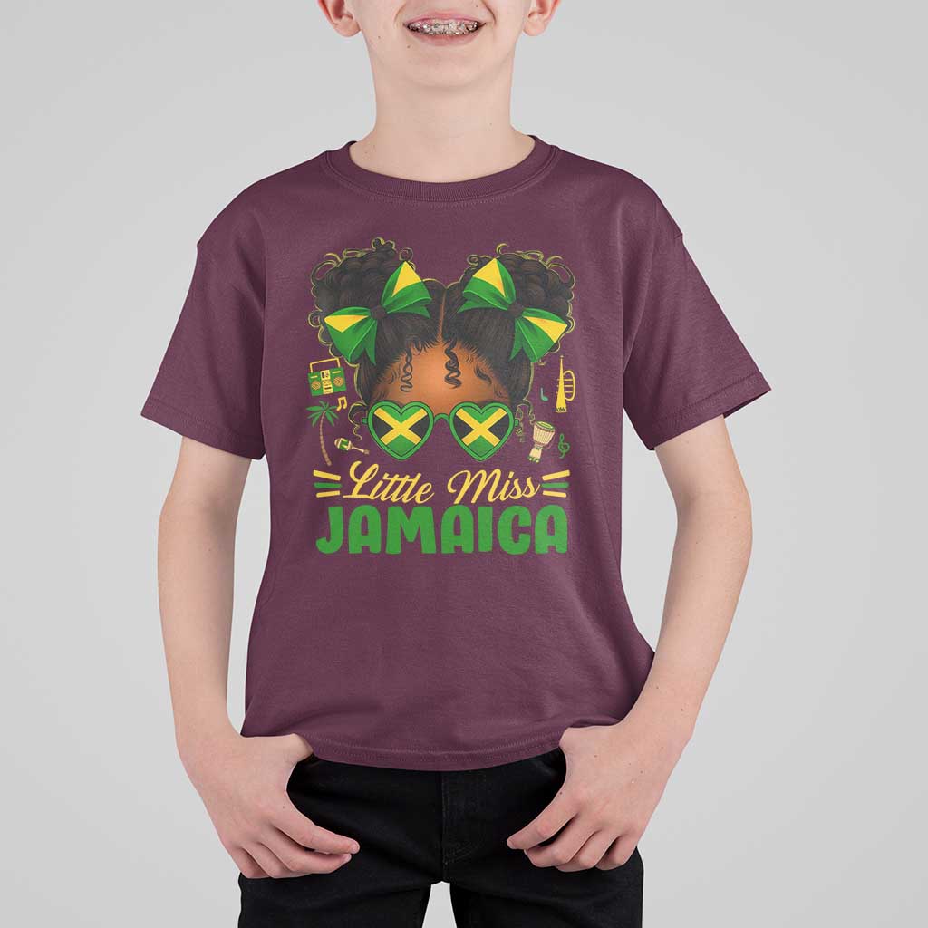 Little Miss Jamaica T Shirt For Kid Proud Jamaican Afro Black Girls Jamaica Flag Pride - Wonder Print Shop