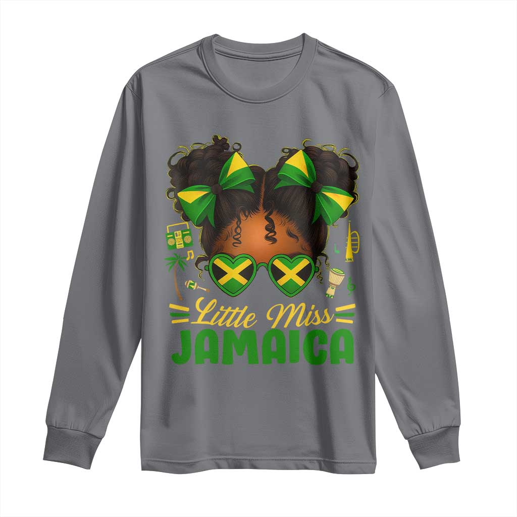 Little Miss Jamaica Long Sleeve Shirt Proud Jamaican Afro Black Girls Jamaica Flag Pride - Wonder Print Shop