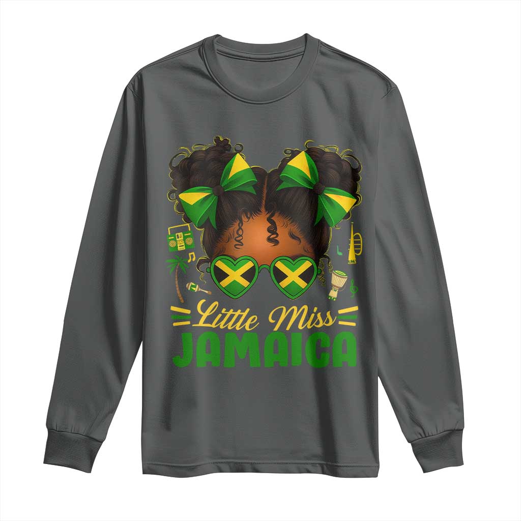 Little Miss Jamaica Long Sleeve Shirt Proud Jamaican Afro Black Girls Jamaica Flag Pride - Wonder Print Shop