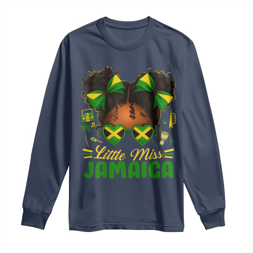 Little Miss Jamaica Long Sleeve Shirt Proud Jamaican Afro Black Girls Jamaica Flag Pride - Wonder Print Shop