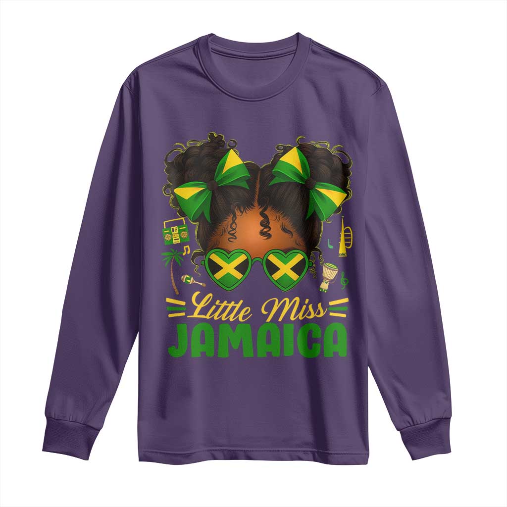 Little Miss Jamaica Long Sleeve Shirt Proud Jamaican Afro Black Girls Jamaica Flag Pride - Wonder Print Shop