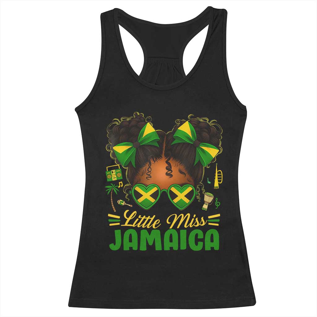 Little Miss Jamaica Racerback Tank Top Proud Jamaican Afro Black Girls Jamaica Flag Pride - Wonder Print Shop